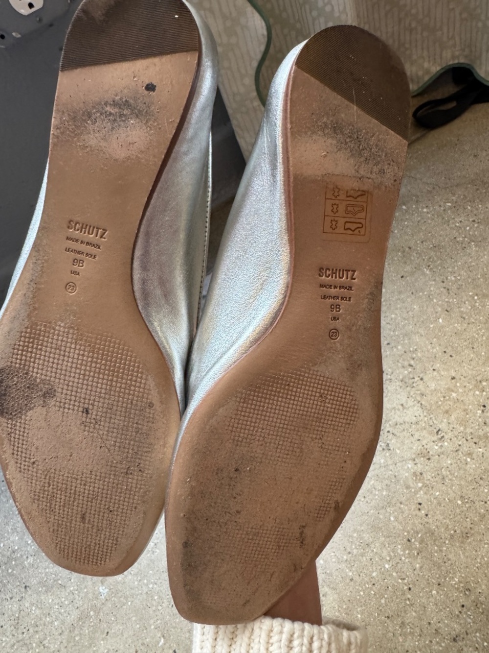 SCHUTZ silver ballet flats women's size 9 - Picture 2 of 5
